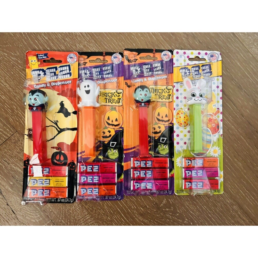Lot Of 4 NEW Pez Dispensers Candy Halloween Easter Holidays Mummy Ghost Bunny